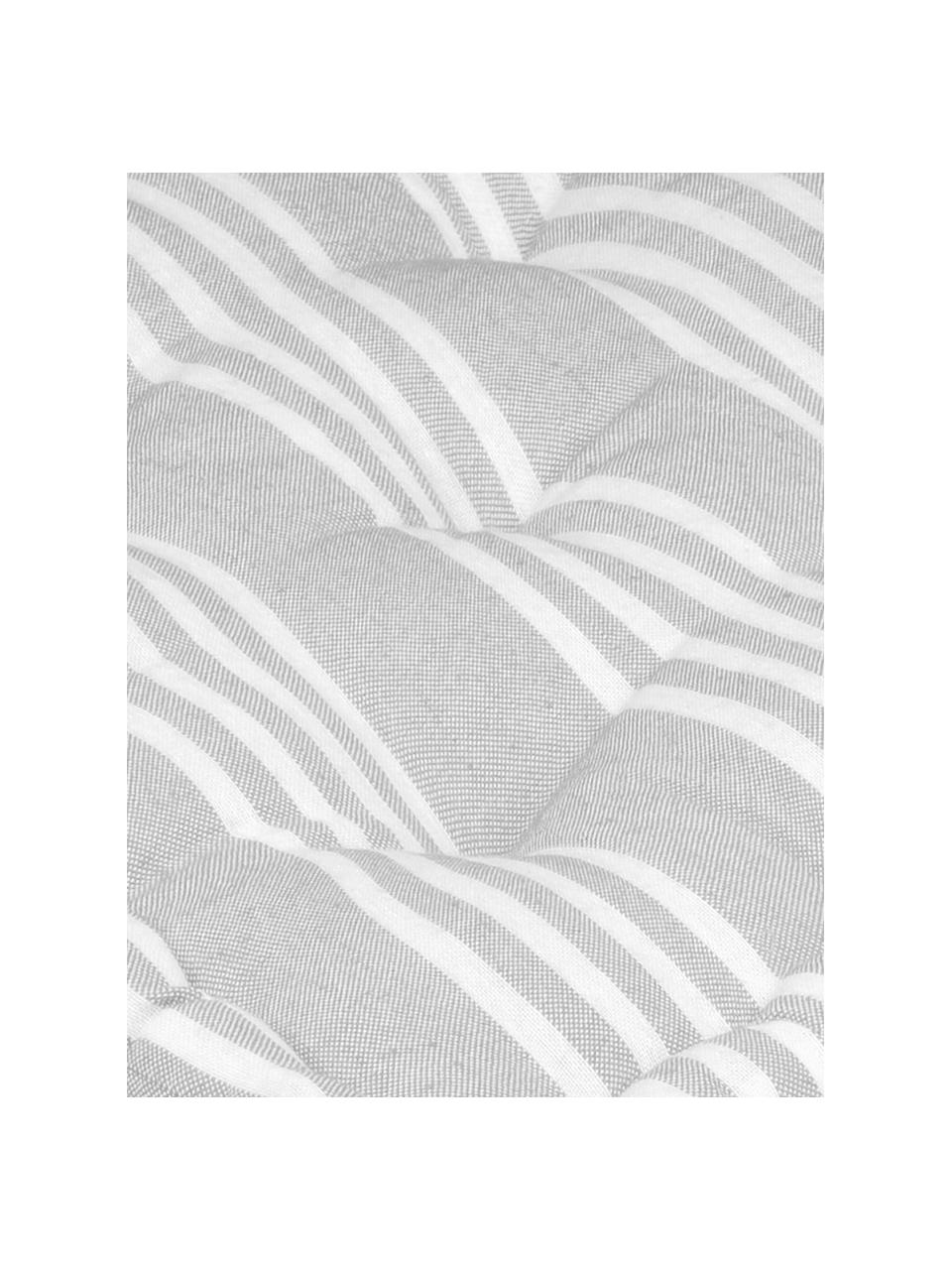Klein gestreept vloerkussen Mandelieu in grijs, Katoenmix, Lichtgrijs, wit, B 45 cm