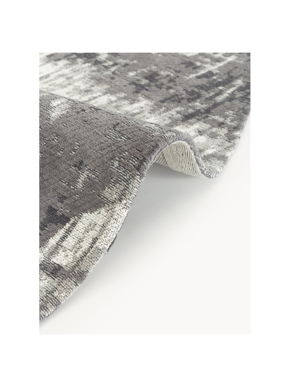 Okrągły ręcznie tkany dywan z bawełny w stylu vintage Luise, Szary, odcienie bieli, Ø 120 cm (Rozmiar S)