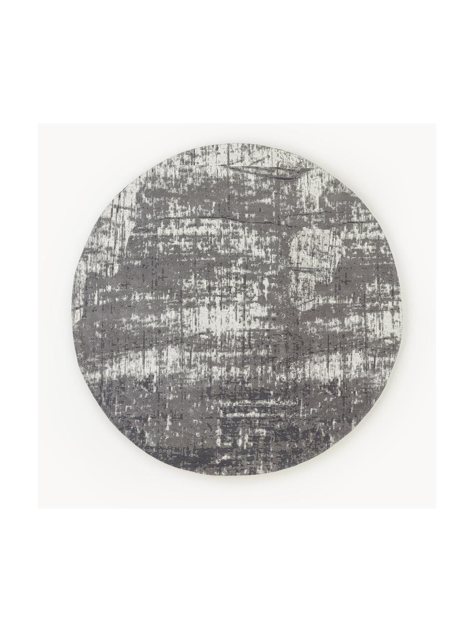 Okrúhly bavlnený koberec vo vintage štýle Luise, ručne tkaný, Sivé a biele tóny, Ø 120 cm (veľkosť S)
