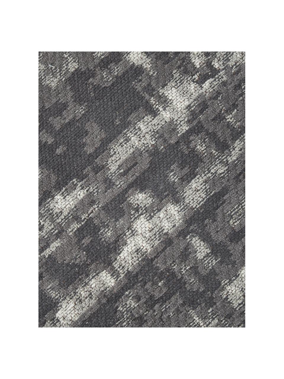 Kulatý ručně tkaný bavlněný koberec ve vintage stylu Luise, Odstíny šedé a bílé, Ø 120 cm (velikost S)
