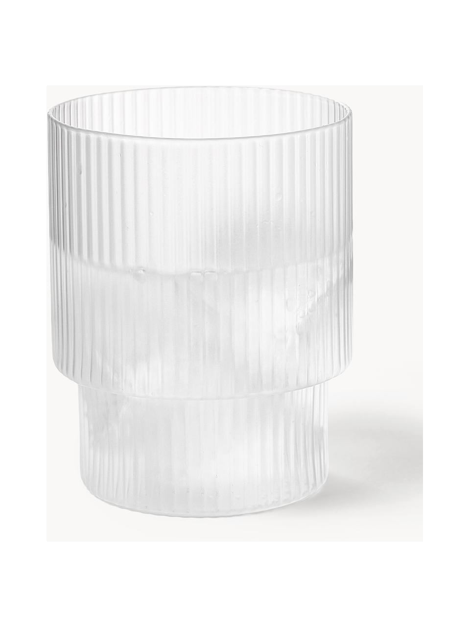 Verres à eau striés soufflés bouche Ripple, 4 élém., Verre, soufflé bouche, Translucide, mat, Ø 7 x haut. 9 cm, 200 ml