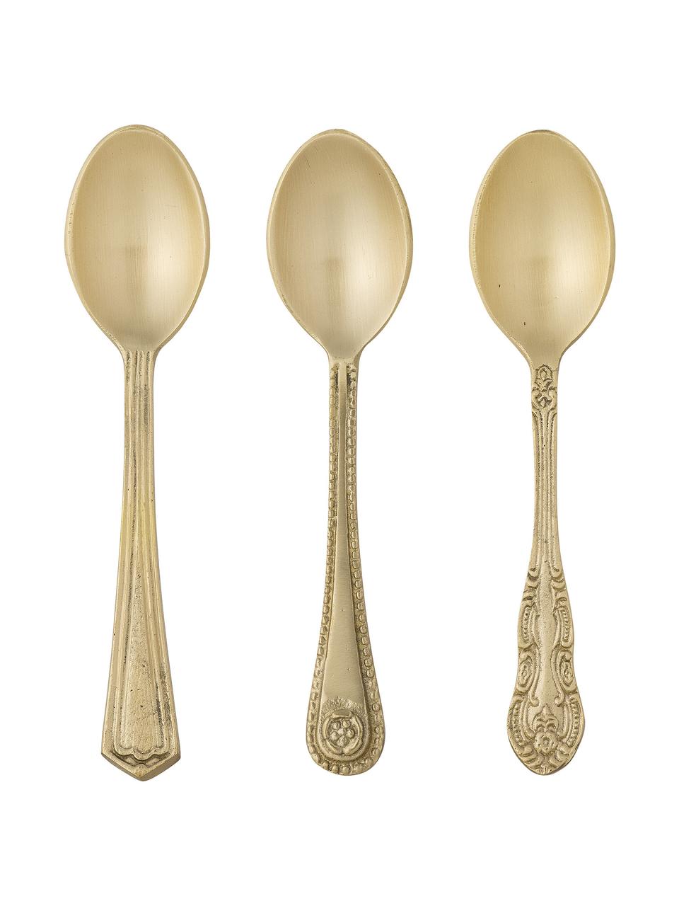 Goldfarbenes Löffel-Set Meloua, 3er-Set, Messing, Goldfarben, matt, L 13 cm