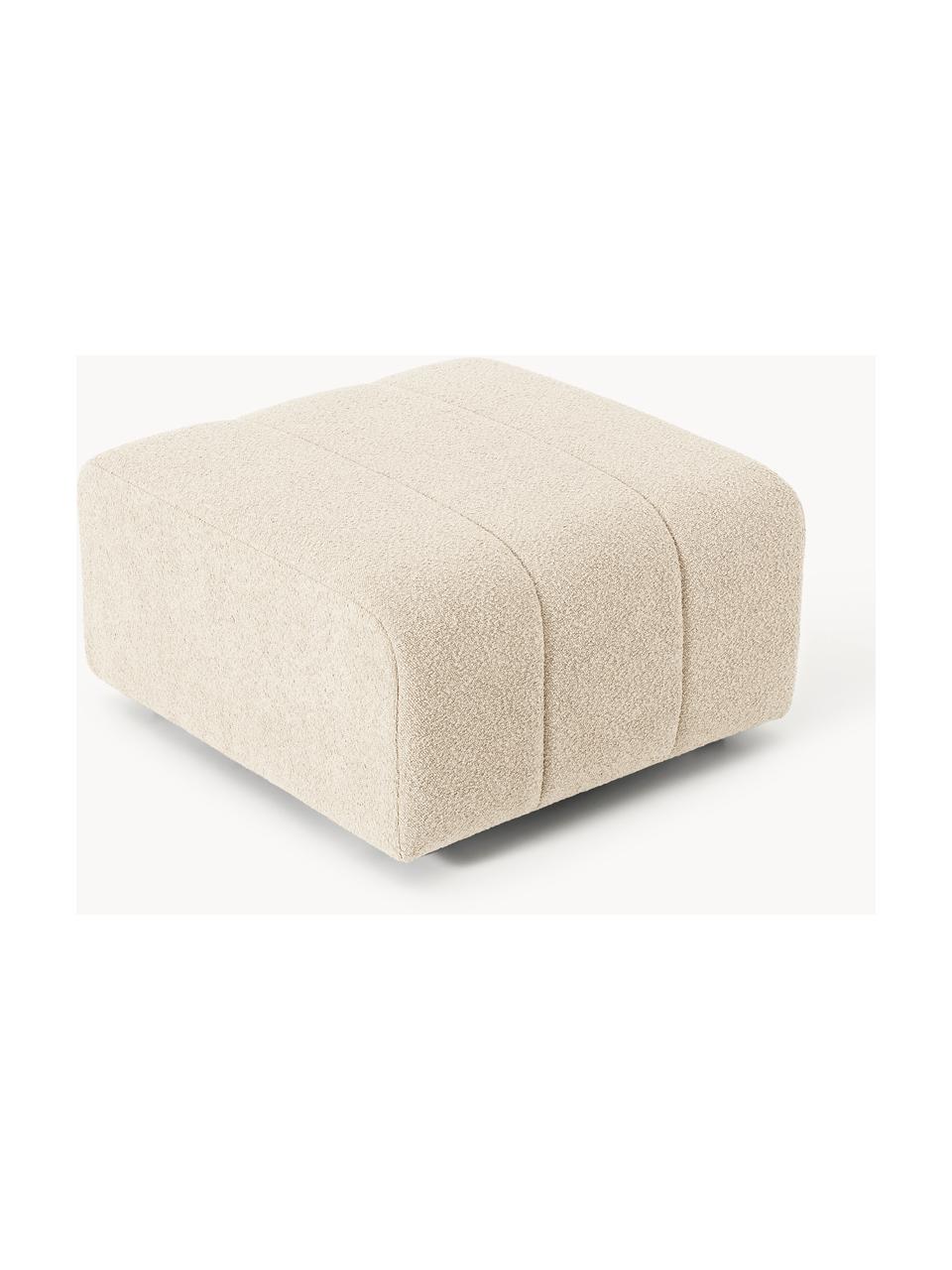 Bouclé-Sofa-Hocker Lena, Bezug: Bouclé (93 % Polyester, 6, Gestell: Buchenholz, Spanplatte, H, Füße: Kunststoff, Bouclé Hellbeige, B 78 x T 75 cm