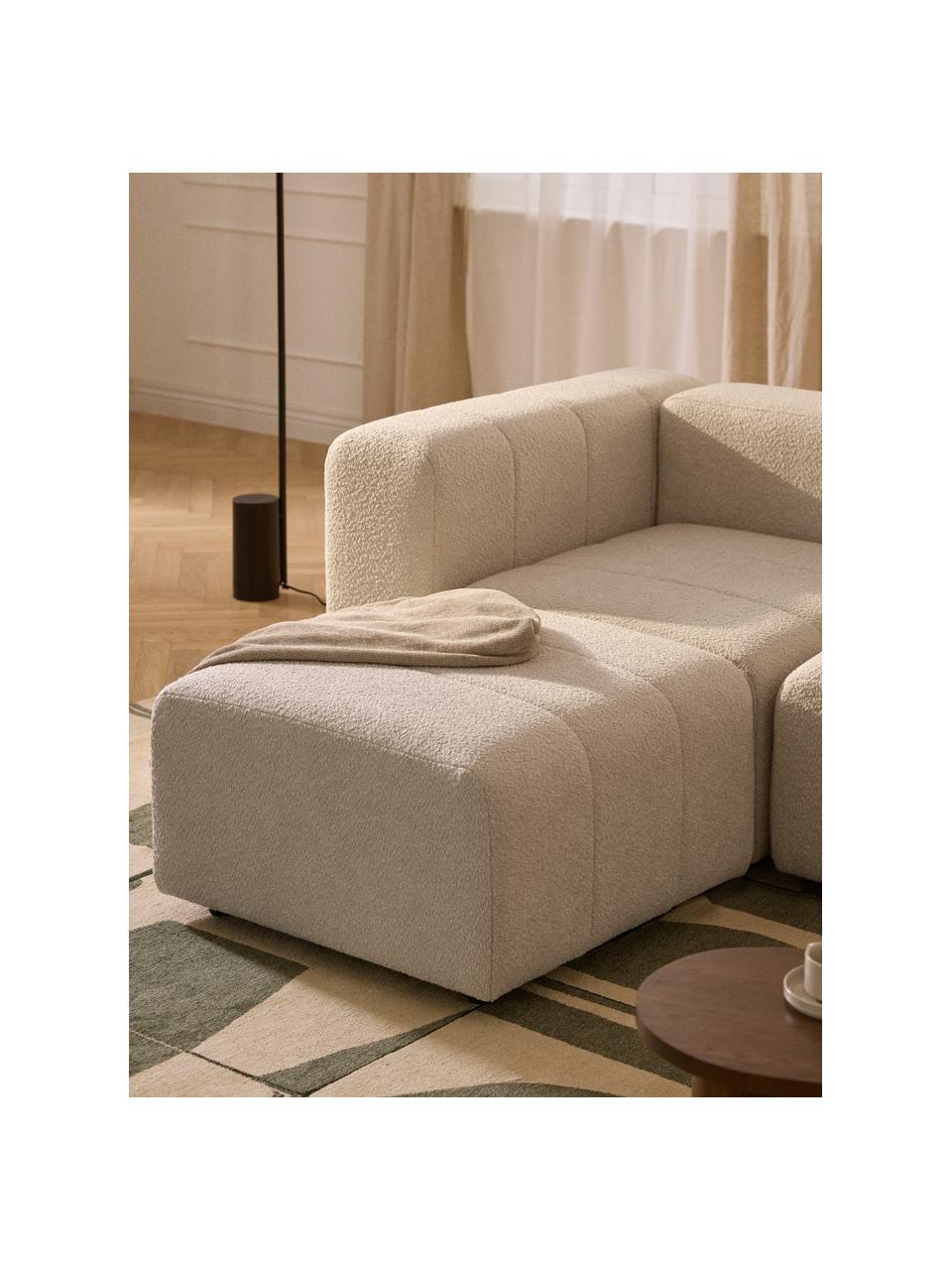 Bouclé-Sofa-Hocker Lena, Bezug: Bouclé (93 % Polyester, 6, Gestell: Buchenholz, Spanplatte, H, Füße: Kunststoff, Bouclé Hellbeige, B 78 x T 75 cm