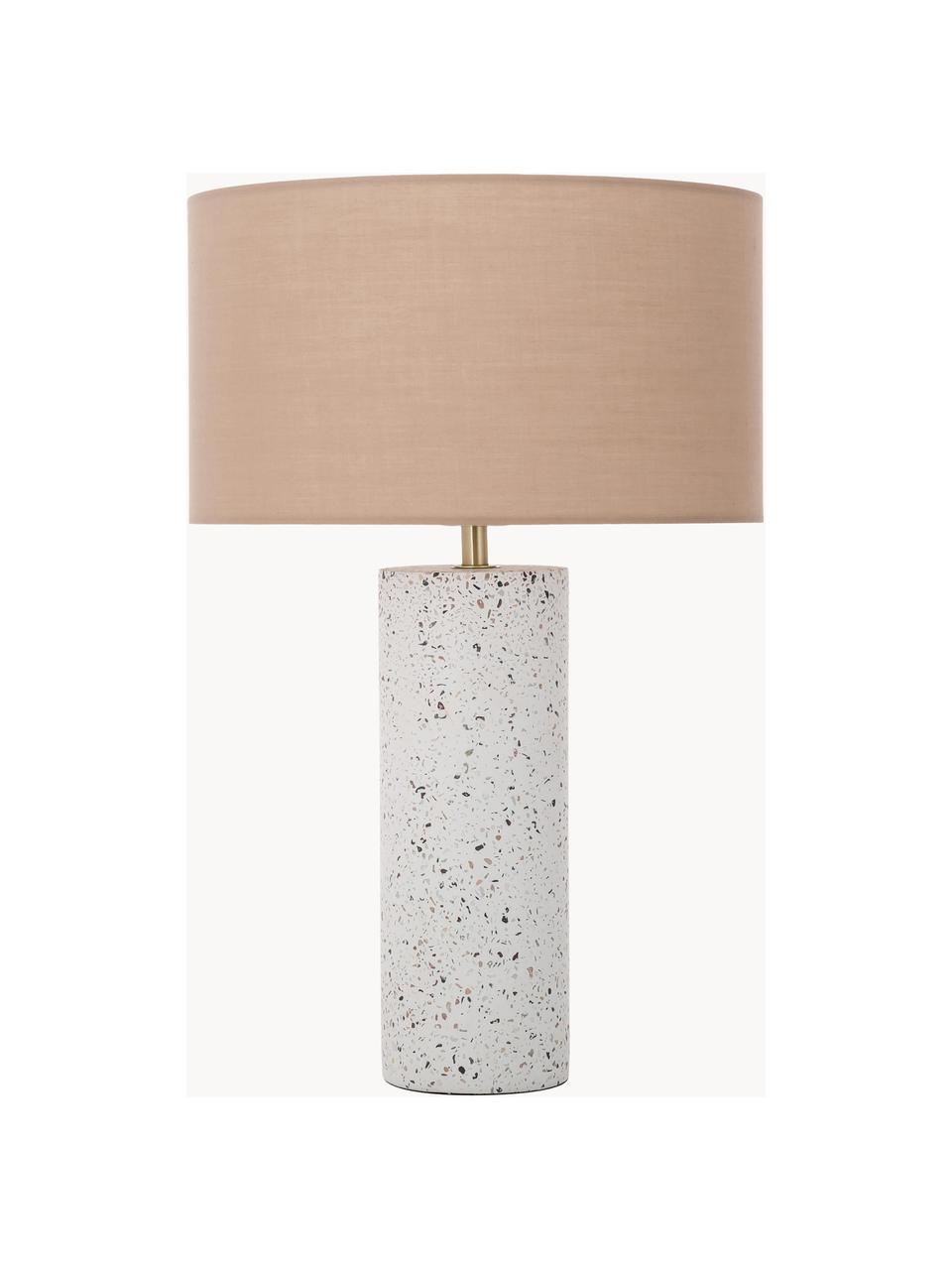 Lampada da tavolo grande con base in cemento Mosaik, Paralume: miscela di cotone, Rosa cipria, bianco, Ø 33 x Alt. 50 cm