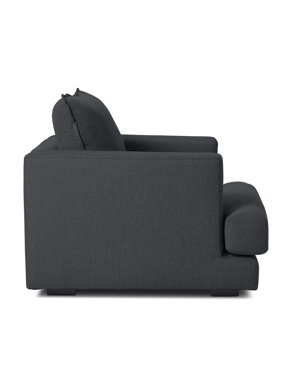 Poltrona Tribeca, Rivestimento: 100% poliestere Il rivest, Struttura: legno di pino massiccio, Gambe: legno massiccio di faggio, Tessuto antracite, Larg. 110 x Prof. 96 cm