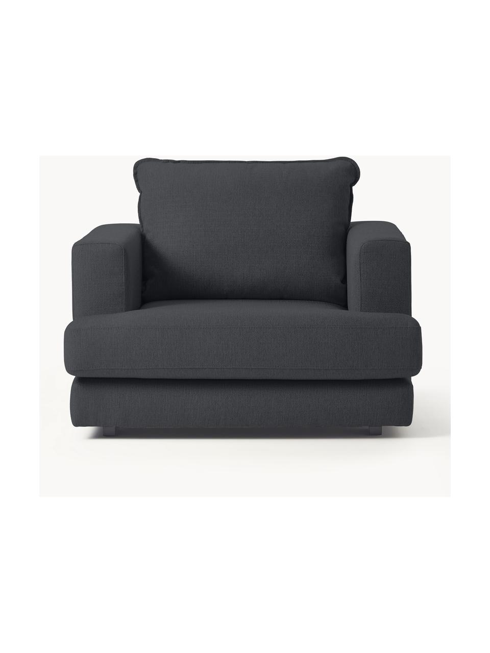 Fauteuil Tribeca, Bekleding: 100% polyester Met 23.000, Frame: massief grenenhout, Poten: massief gelakt beukenhout, Geweven stof antraciet, B 110 x H 96 cm