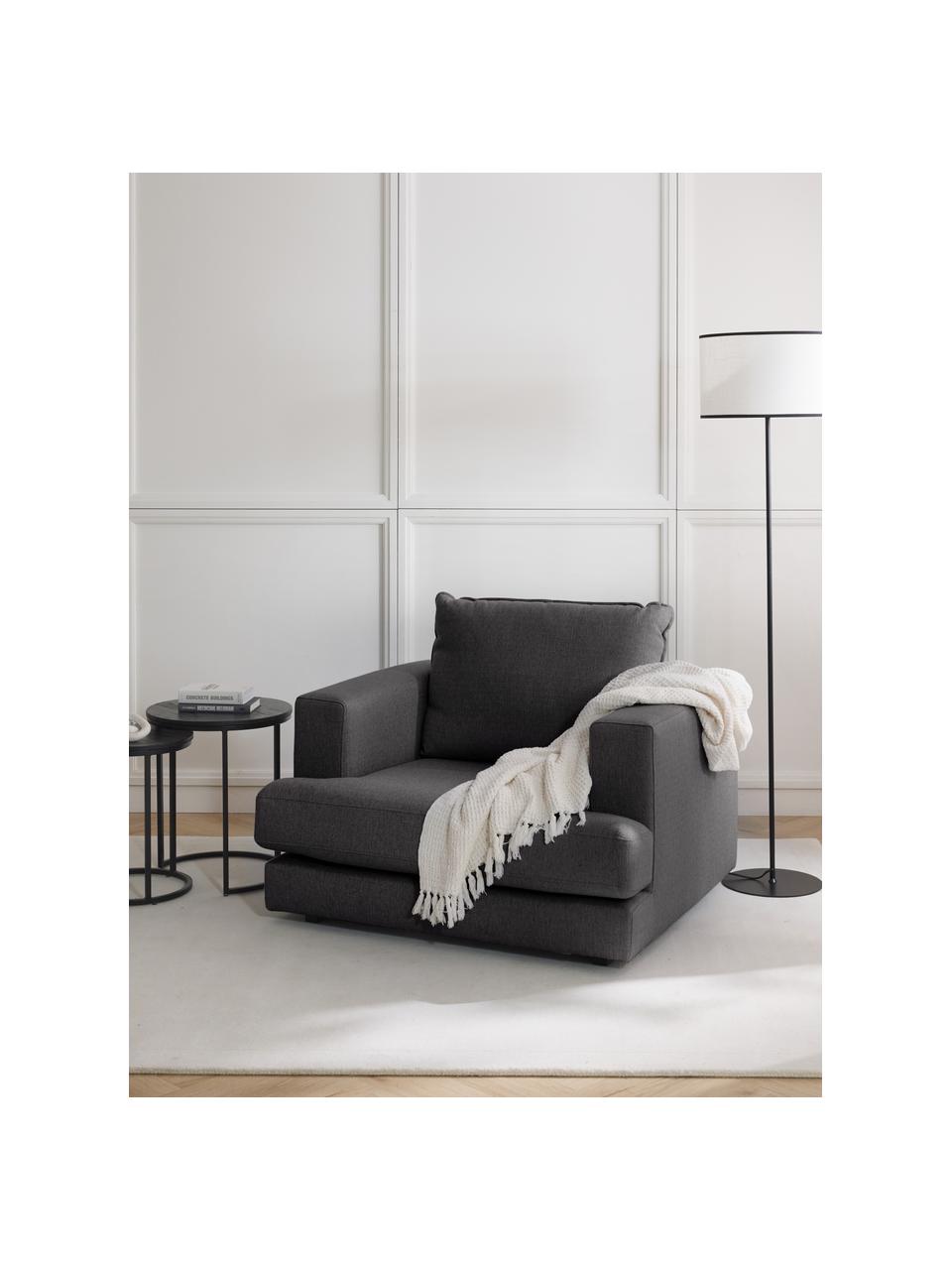 Sessel Tribeca, Bezug: 100 % Polyester Der hochw, Gestell: Massives Kiefernholz, Webstoff Anthrazit, B 110 x T 96 cm