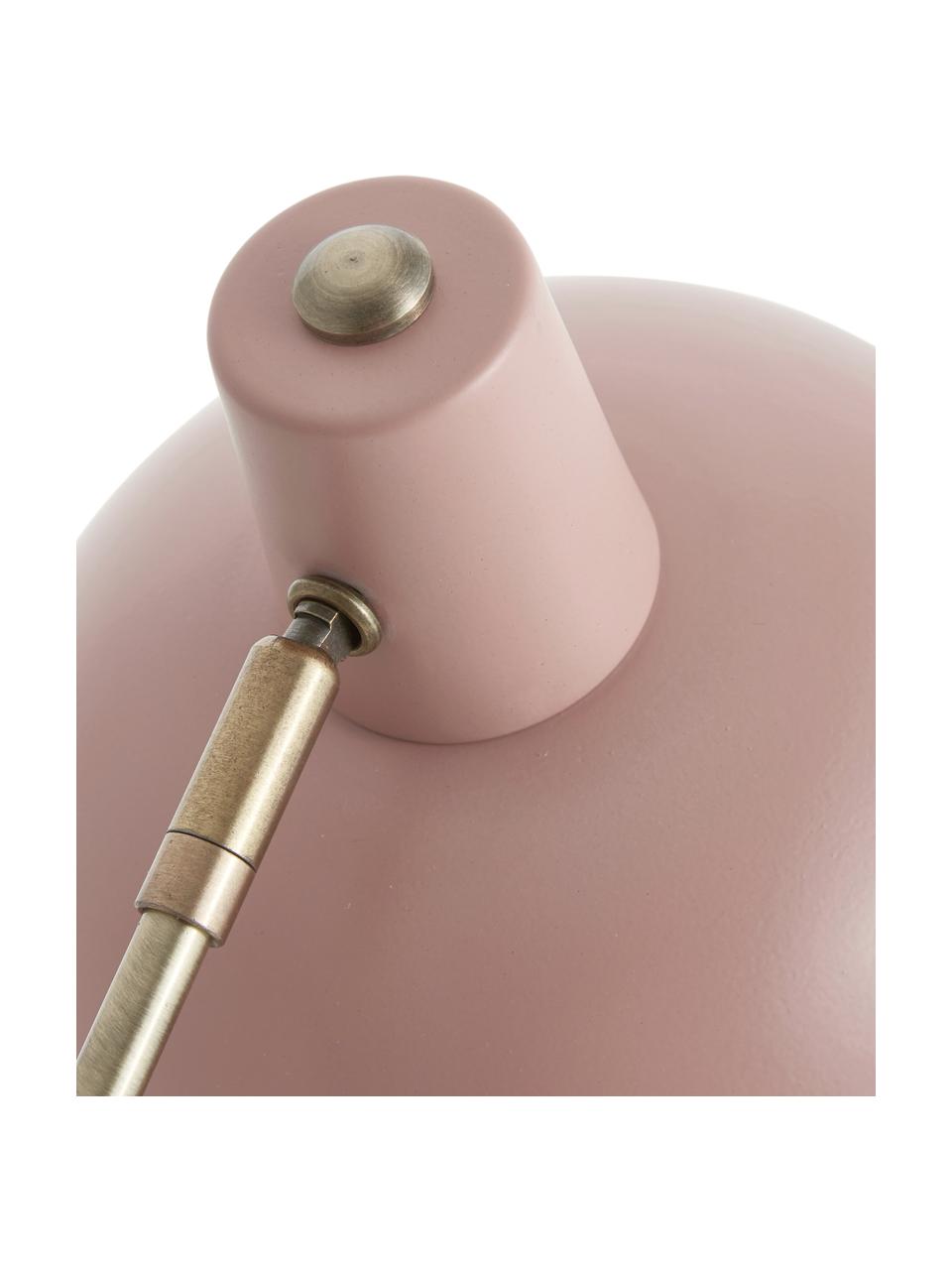 Lampada da scrivania retrò Hood, Paralume: metallo verniciato, Base della lampada: metallo verniciato, Rosa, ottonato, Larg. 20 x Alt. 38 cm