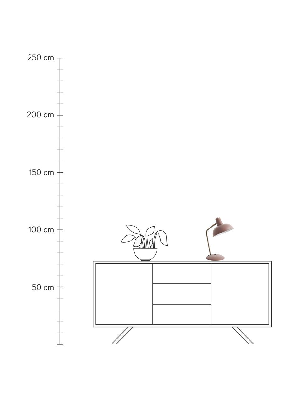 Lampa biurkowa w stylu retro Hood, Lampa: blady różowy, odcienie mosiądzu klosz wewnątrz: biały, S 20 x W 38 cm