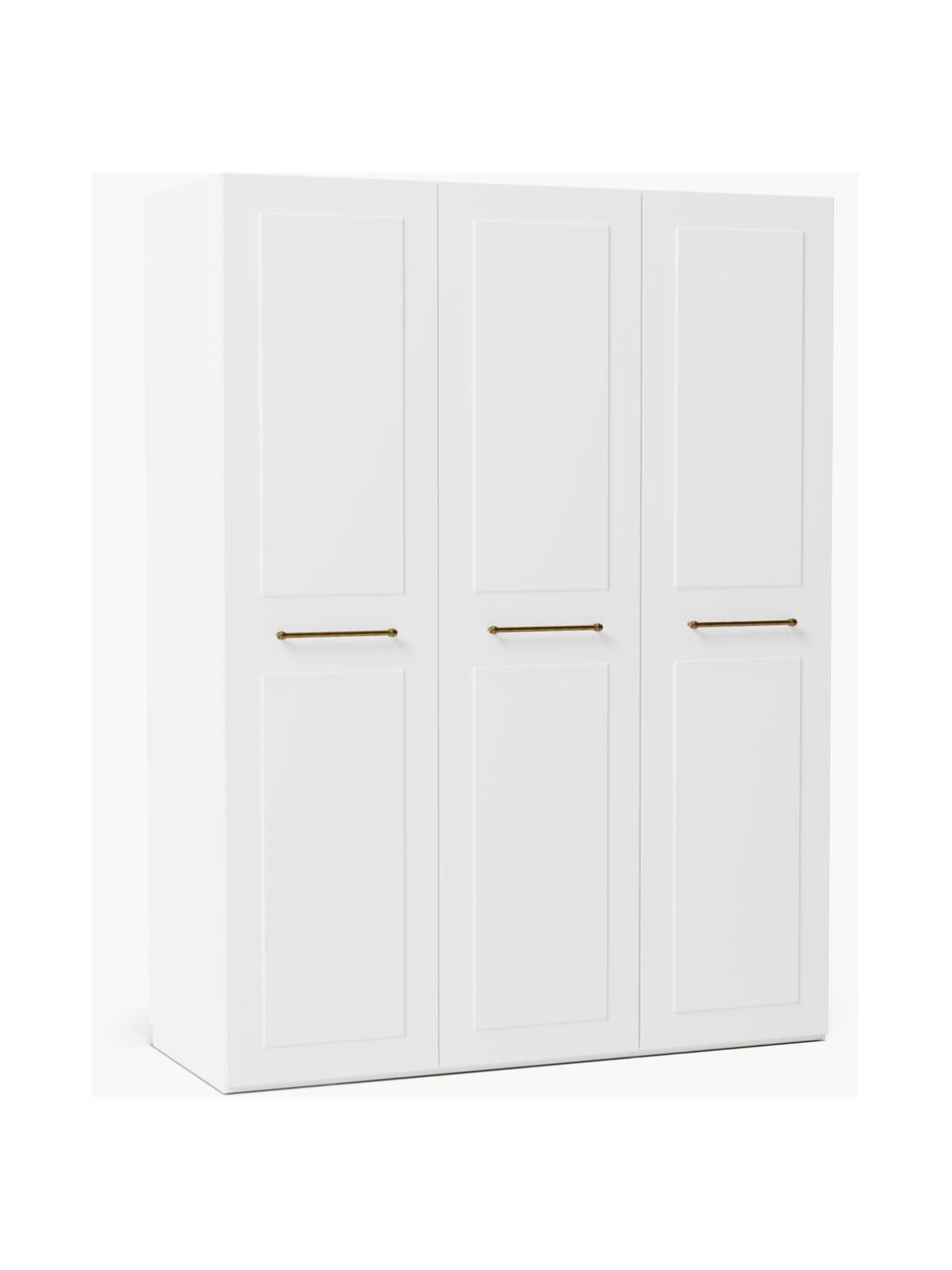 Modularer Drehtürenschrank Charlotte, 150 cm Breite, mehrere Varianten, Korpus: Spanplatte, melaminbeschi, Griffe: Messing Dieses Produkt wi, Weiß, Basic Interior, B 150 x H 200 cm