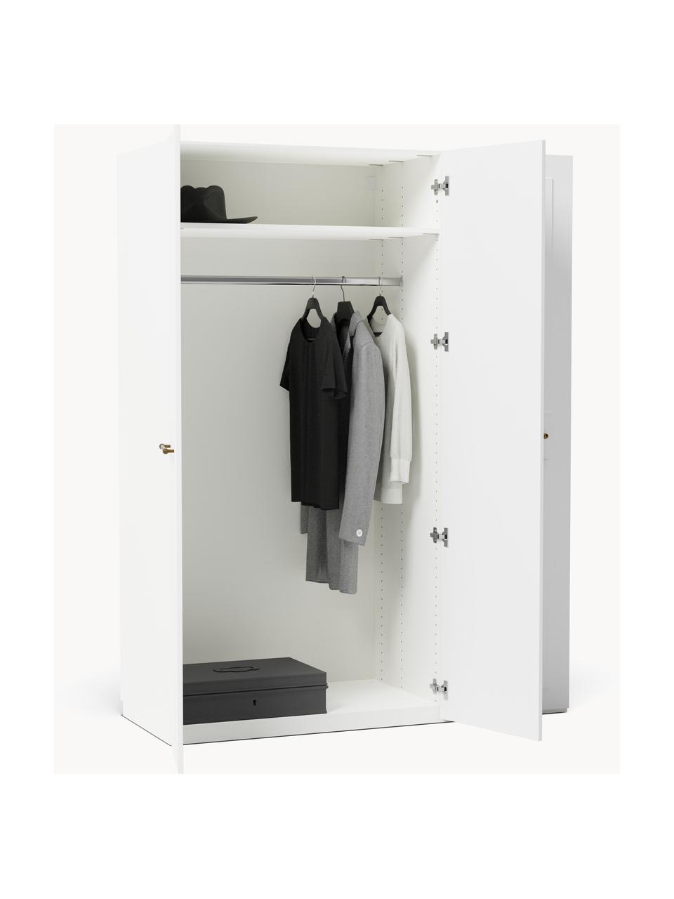 Modularer Drehtürenschrank Charlotte, 150 cm Breite, mehrere Varianten, Korpus: Spanplatte, melaminbeschi, Griffe: Messing Dieses Produkt wi, Weiß, Basic Interior, B 150 x H 200 cm