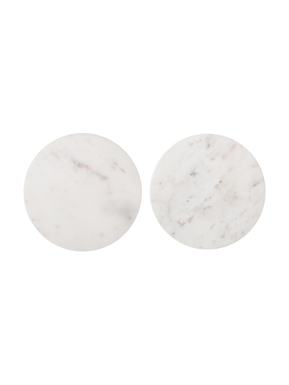 Marmeren bordenset Marble Ø 18 cm, 2-delig, 100% marmer, Wit, gemarmerd, goudkleurig, Ø 18 cm