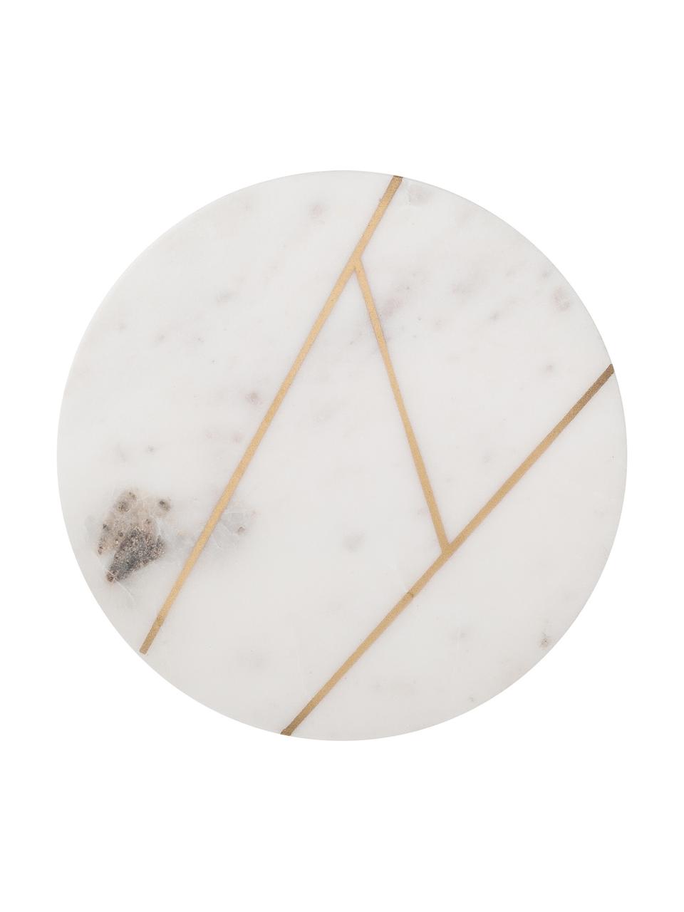 Dessous-de-plat en marbre, 2 élém., Blanc, marbré, couleur dorée