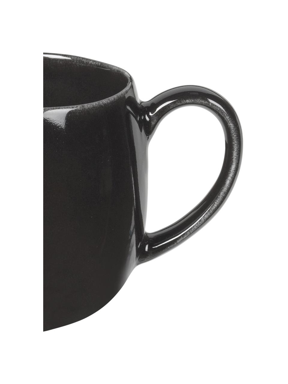 Ręcznie wykonana filiżanka Nordic Coal, 2 szt., Kamionka, Antracytowy, Ø 9 x W 10 cm, 450 ml