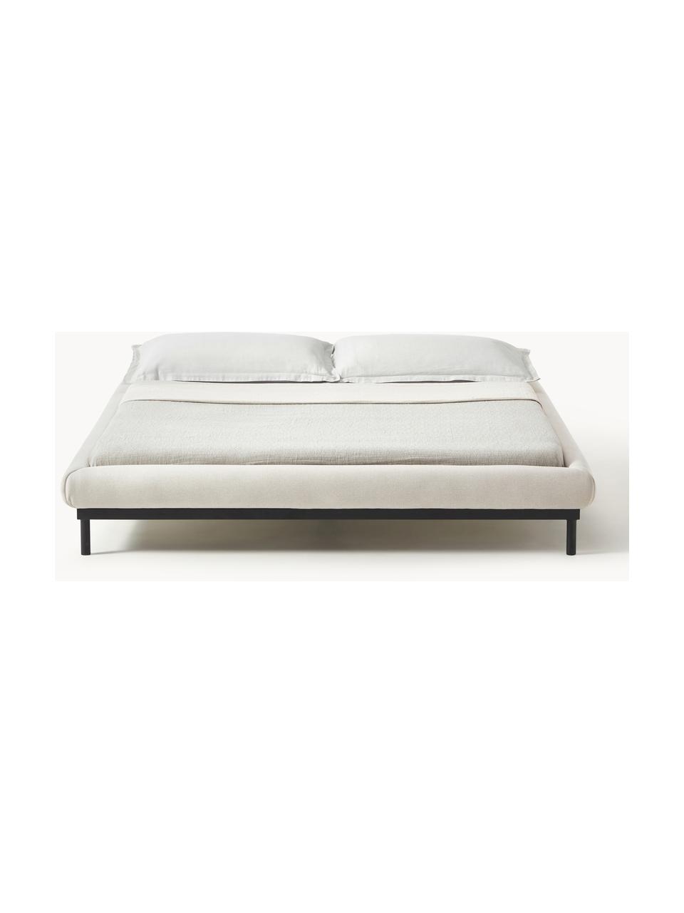 Cama tapizada Meya, Tapizado: tejido finamente texturiz, Estructura: metal con pintura en polv, Tejido beige claro, An 140 x L 200 cm