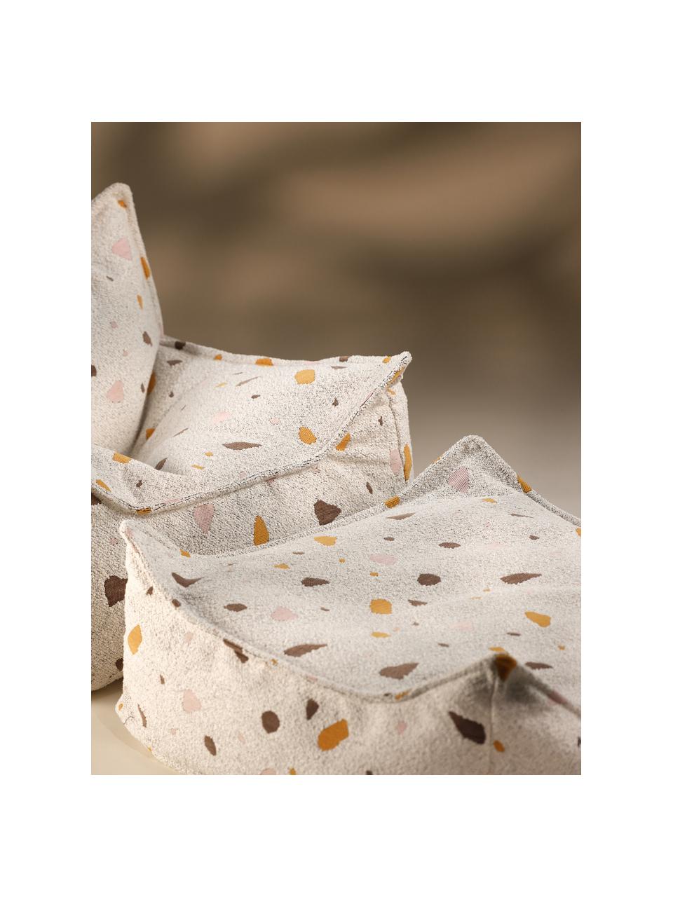 Coussin de sol en bouclette pour enfants fait main Sugar, Bouclette blanche, aspect terrazzo, larg. 60 x haut. 60 cm