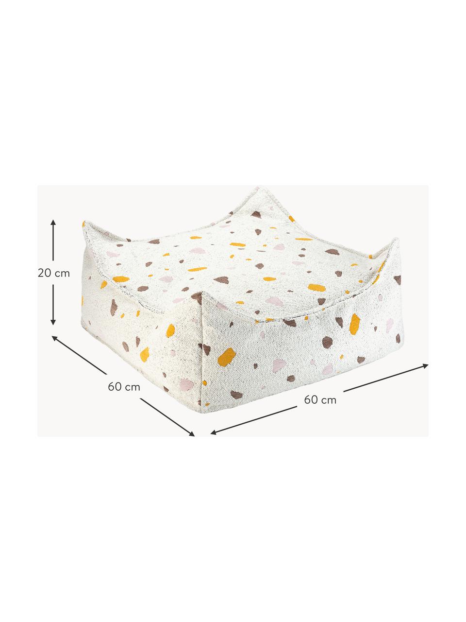 Coussin de sol en bouclette pour enfants fait main Sugar, Bouclette blanche, aspect terrazzo, larg. 60 x haut. 60 cm