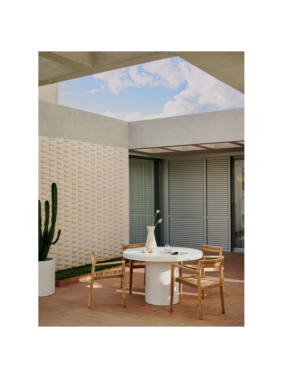 Mesa redonda de exterior Aiguablava, tamaños diferentes, material de cemento, Blanco Off White, Ø 120 x Al 75 cm