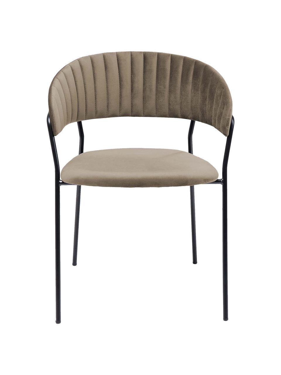 Samt-Polsterstühle Belle, 2 Stück, Bezug: Samt (100 % Polyester) De, Gestell: Stahl, pulverbeschichtet, Samt Hellbraun, Schwarz, B 57 x T 54 cm