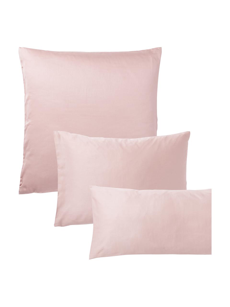 Taie d'oreiller en satin de coton Comfort, Rose, larg. 50 x long. 70 cm