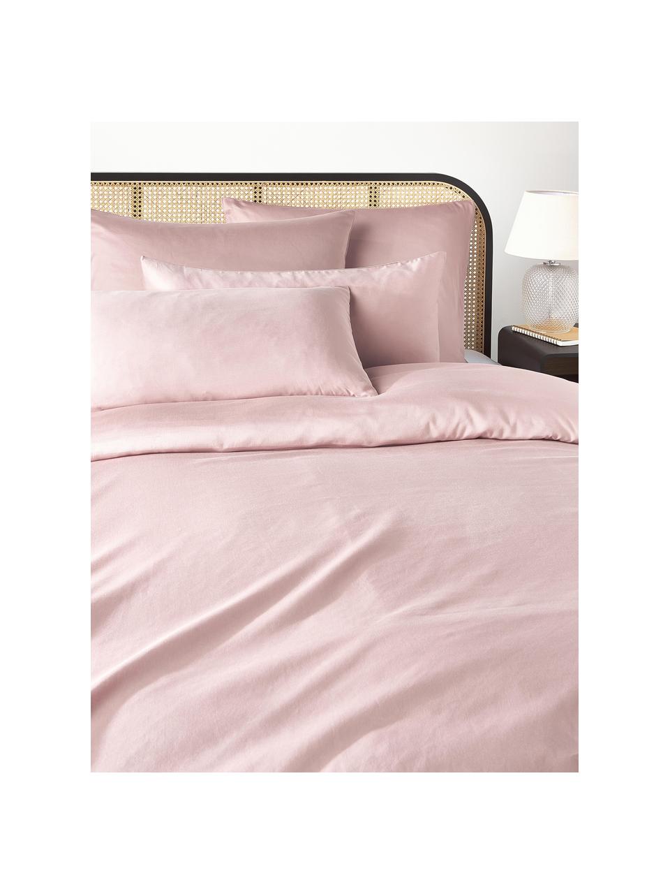 Taie d'oreiller en satin de coton Comfort, Vieux rose, larg. 50 x long. 70 cm