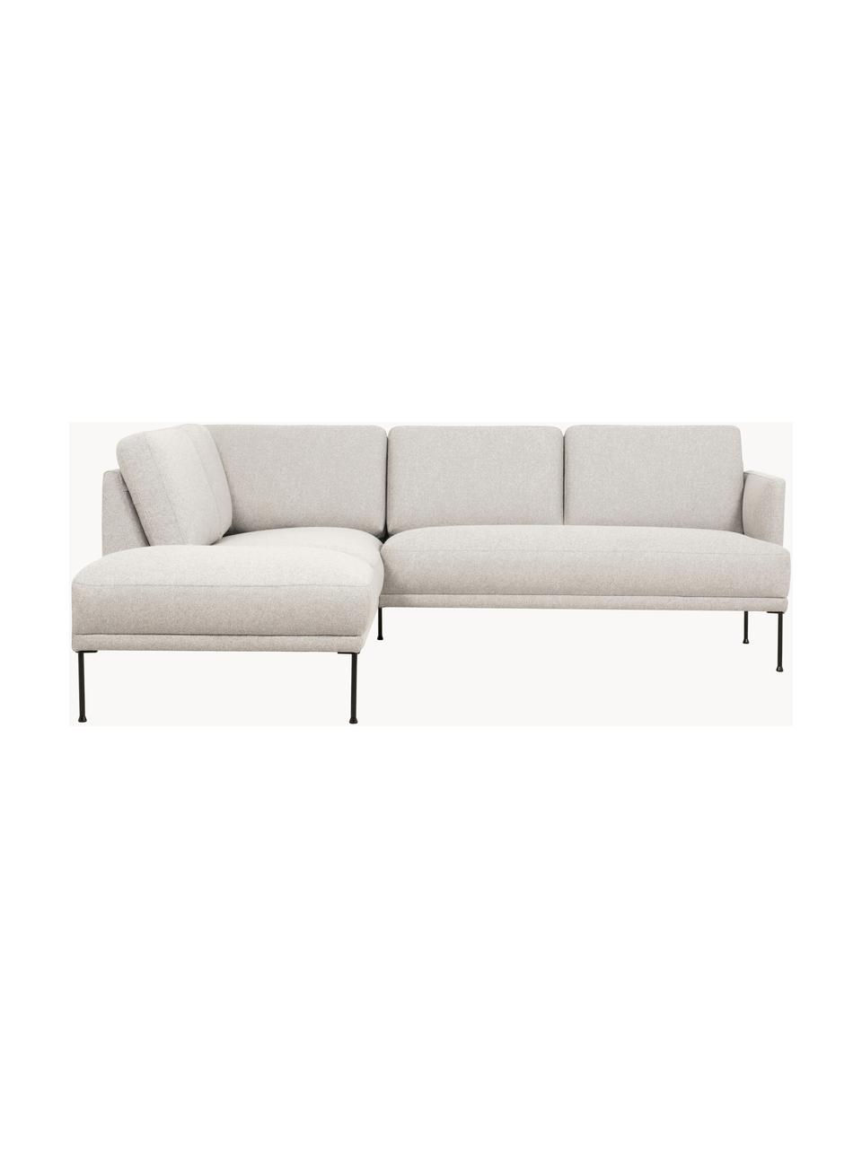 Ecksofa Fluente, Bezug: 80% Polyester, 20% Ramie , Gestell: Massives Kiefernholz, FSC, Webstoff Hellbeige, B 221 x T 200 cm, Eckteil links