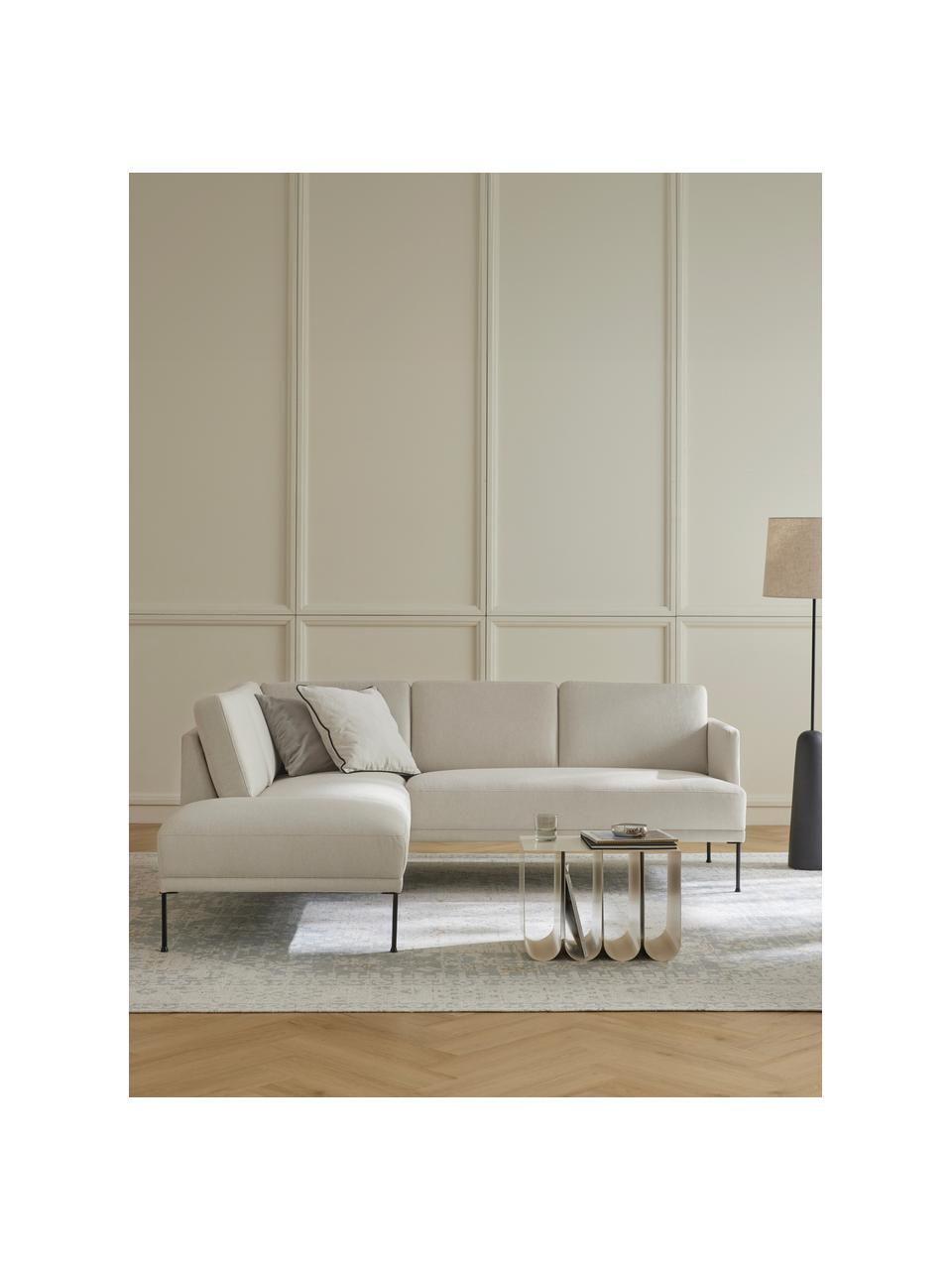 Ecksofa Fluente, Bezug: 80% Polyester, 20% Ramie , Gestell: Massives Kiefernholz, FSC, Webstoff Hellbeige, B 221 x T 200 cm, Eckteil links