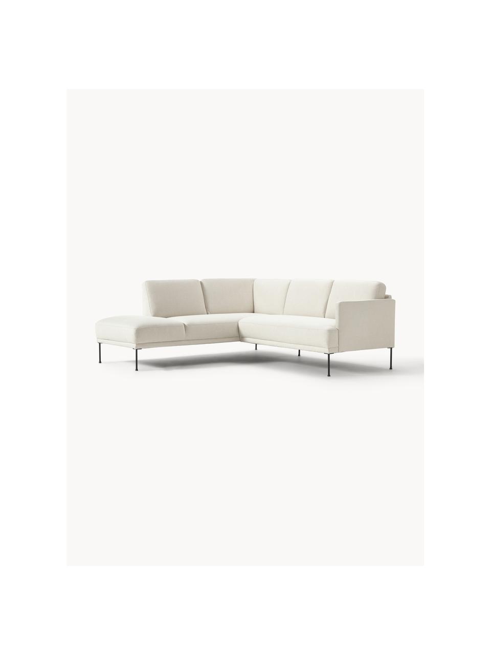 Sofa narożna Fluente, Tapicerka: 80% poliester, 20% ramia , Stelaż: lite drewno sosnowe z cer, Nogi: metal malowany proszkowo, Jasnobeżowa tkanina, S 221 x G 200 cm, lewostronna