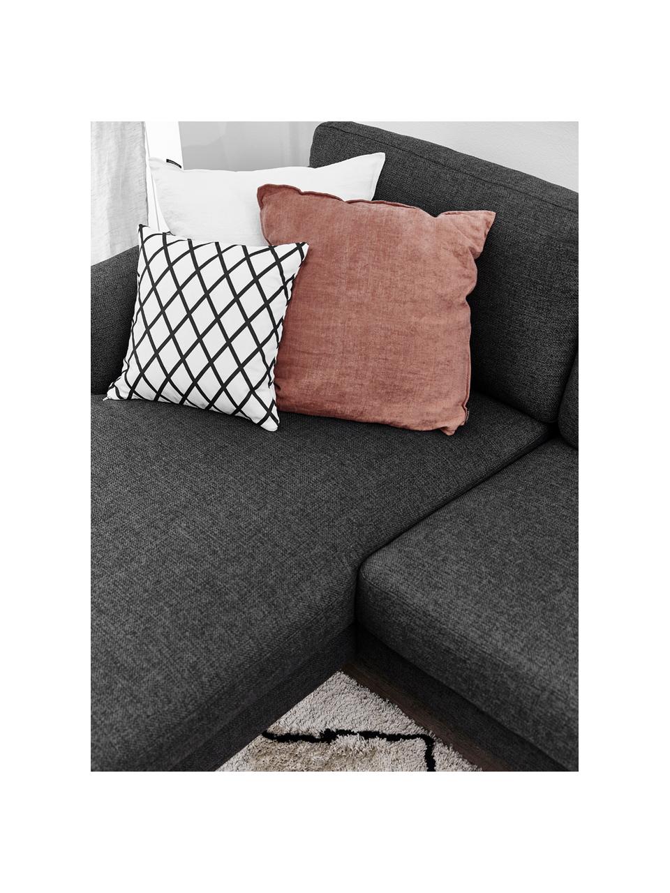 Housse de coussin 40x40 noir et blanc Romy, Noir, crème