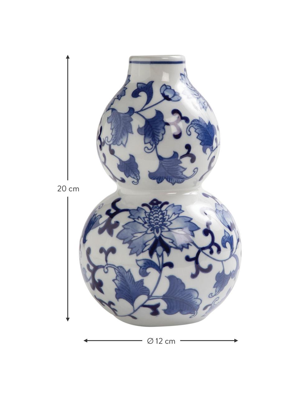 Lot de vases Dutch Delight, 2 élém., Porcelaine, Blanc, bleu, Ø 12 x haut. 20 cm