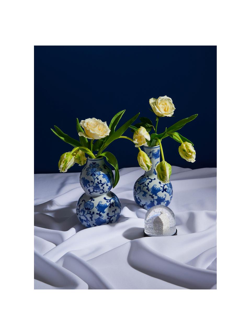 Vasen-Set Dutch Delight, 2-tlg., Porzellan, Weiss, Blau, Ø 12 x H 20 cm