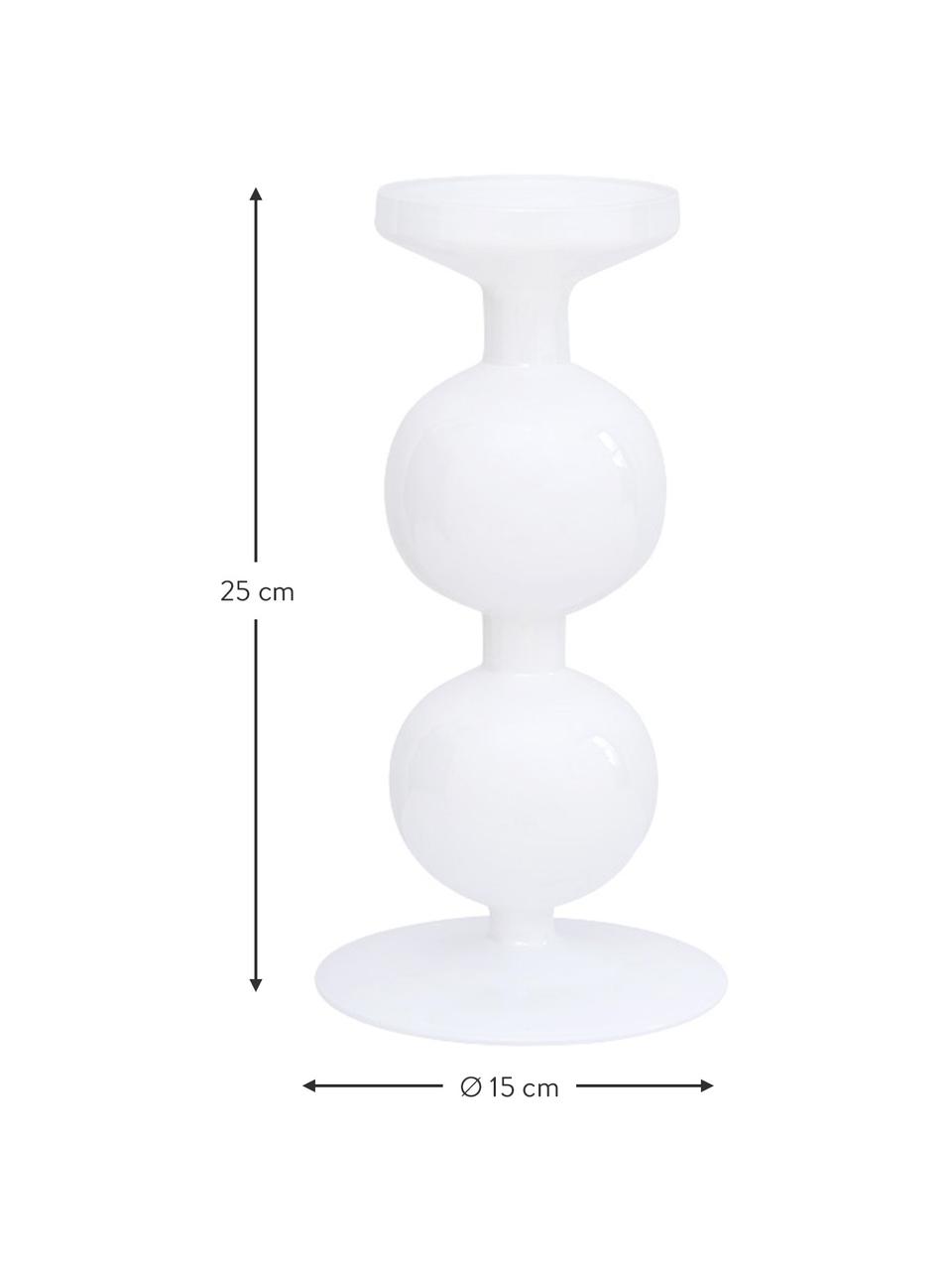 Kandelaar Bulb van gerecycled glas, 2 stuks, Gerecycled glas, Wit, glanzend, Ø 15 x H 25 cm