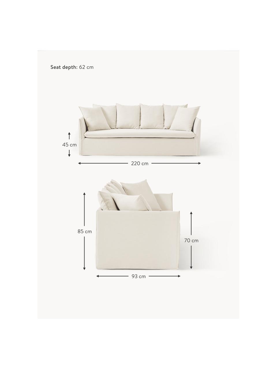 Sofa Mila (3-Sitzer), Bezug: 100% Polyester Der hochwe, Gestell: Kieferholz, Faserplatte, , Webstoff Beige, B 220 x T 93 cm
