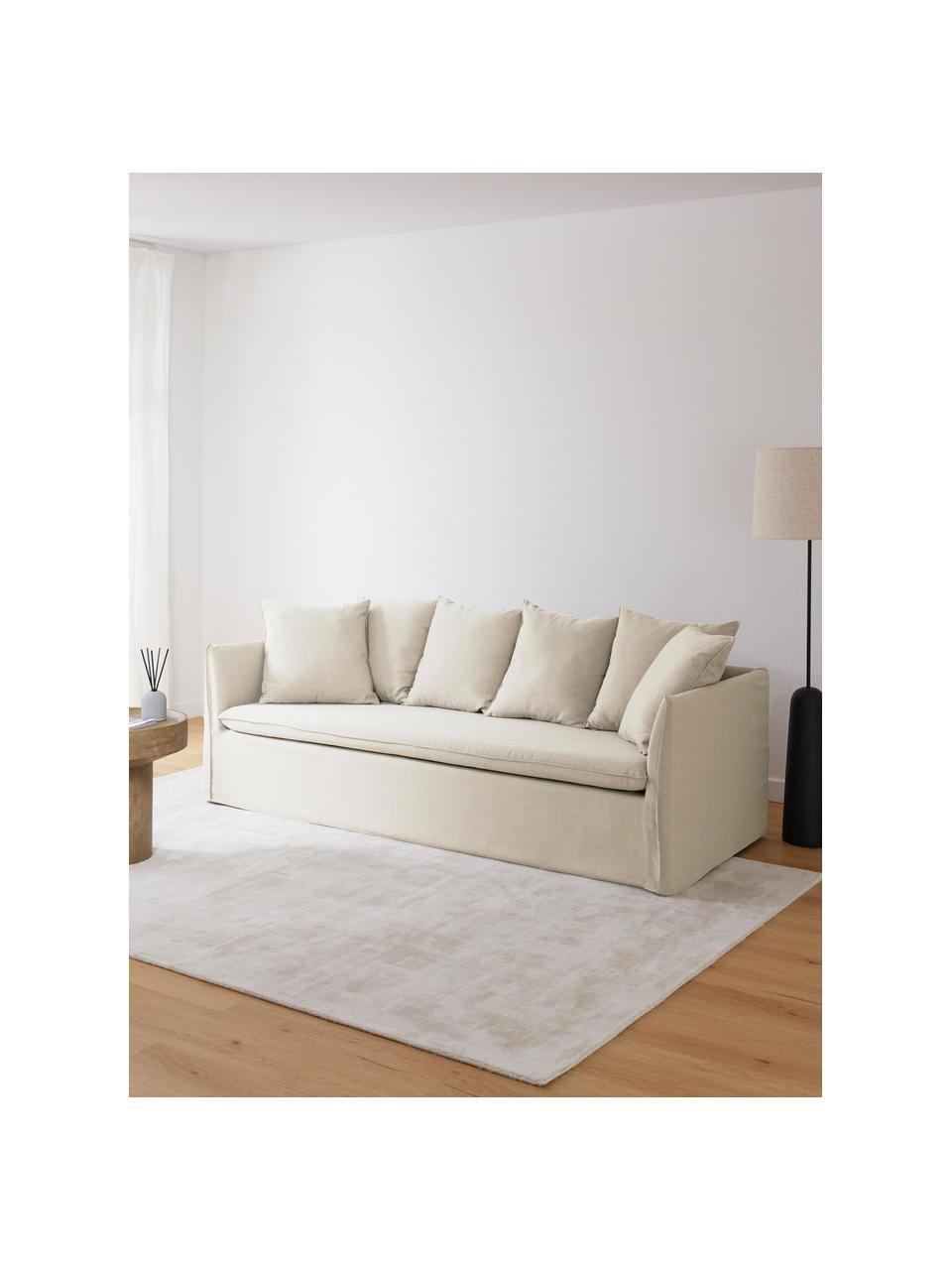 Divano 3 posti Mila, Rivestimento: 100% poliestere Con 100.0, Struttura: legno di pino, fibra di l, Tessuto beige, Larg. 220 x Alt. 85 cm