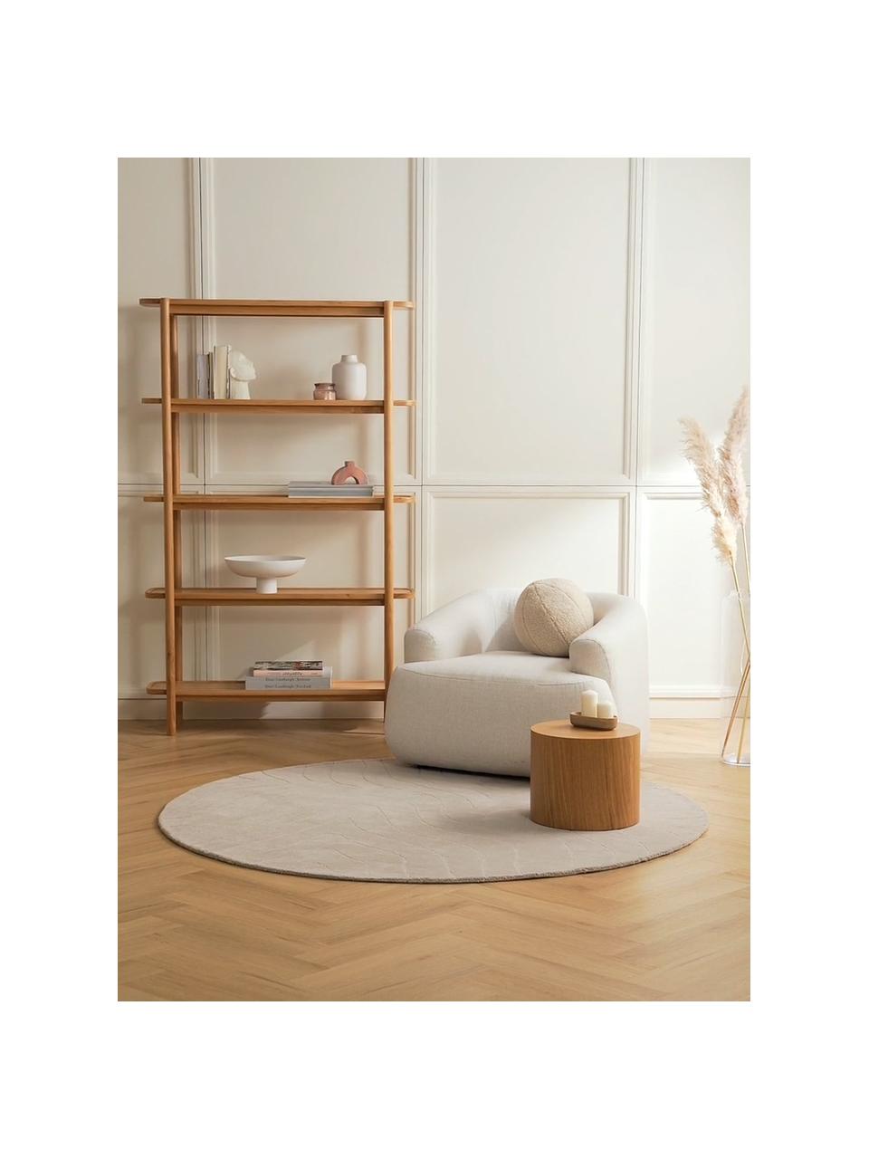 Tapis rond laine tufté main Aaron, Gris clair, Ø 150 cm (taille M)