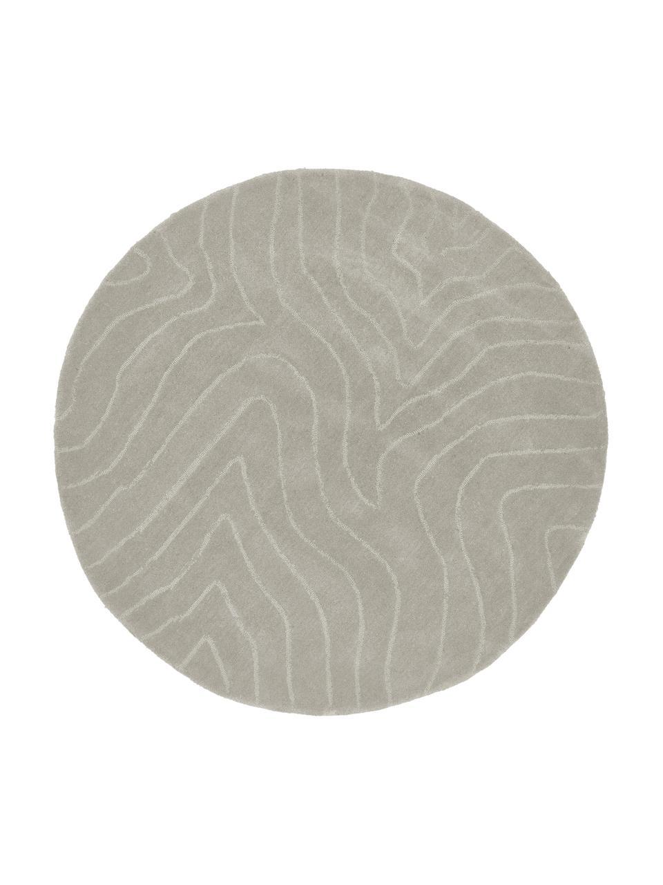 Tappeto rotondo in lana taftato a mano Aaron, Retro: 100% cotone Nel caso dei , Grigio chiaro, Ø 150 cm (taglia M)