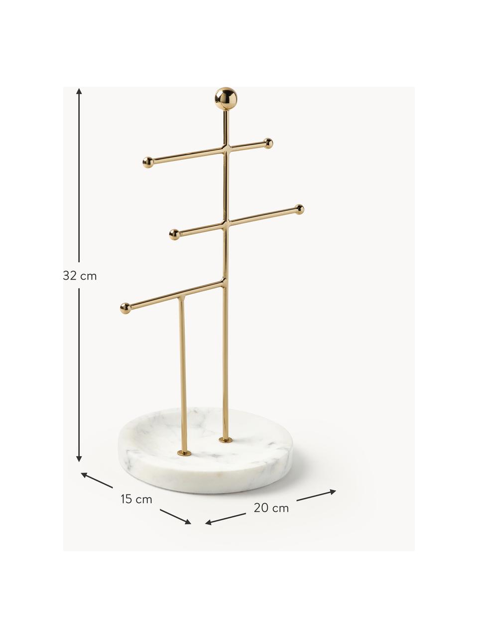 Stojánek na šperky s mramorovou podstavou Selina, Bílá, mramorovaná, zlatá, Š 20 cm, V 32 cm