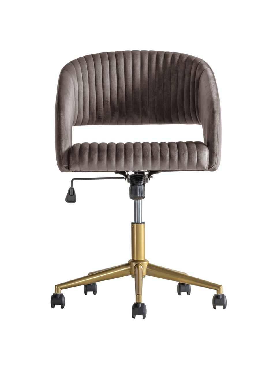 Krzesło biurowe z aksamitu Murray, obrotowe, Tapicerka: aksamit poliestrowy, Nogi: metal galwanizowany, Szary, S 56 x G 52 cm