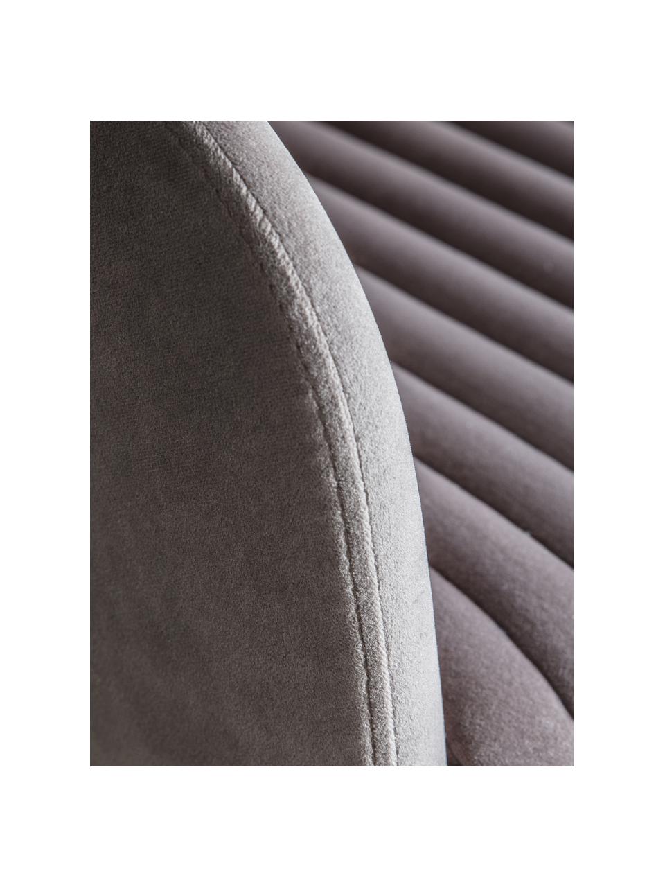 Sedia da scrivania in velluto Murray, regolabile in altezza, Rivestimento: velluto di poliestere, Sottostruttura: compensato, Gambe: metallo zincato, Ruote: plastica(nylon), Velluto grigio, dorato, Larg. 56 x Prof. 52 cm