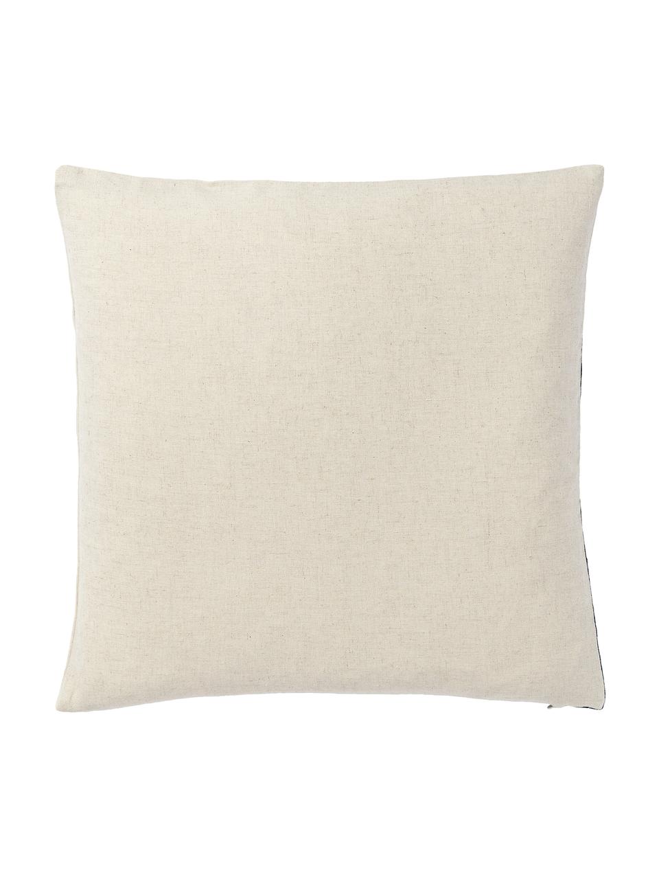 Vyšívaný povlak na polštář se sametovým dekorem Farah, Námořnická modrá, béžová, Š 45 cm, D 45 cm