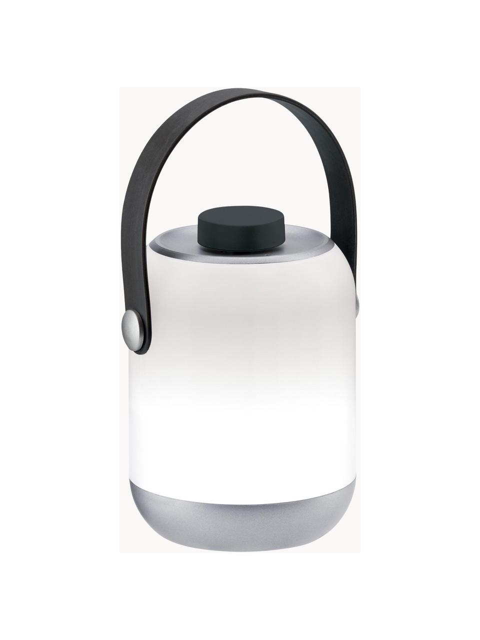 Lámpara de mesa para exterior LED Clutch, portátil, Pantalla: plástico, Asa: plástico, Cable: plástico, Blanco, gris, Ø 9 x Al 12 cm