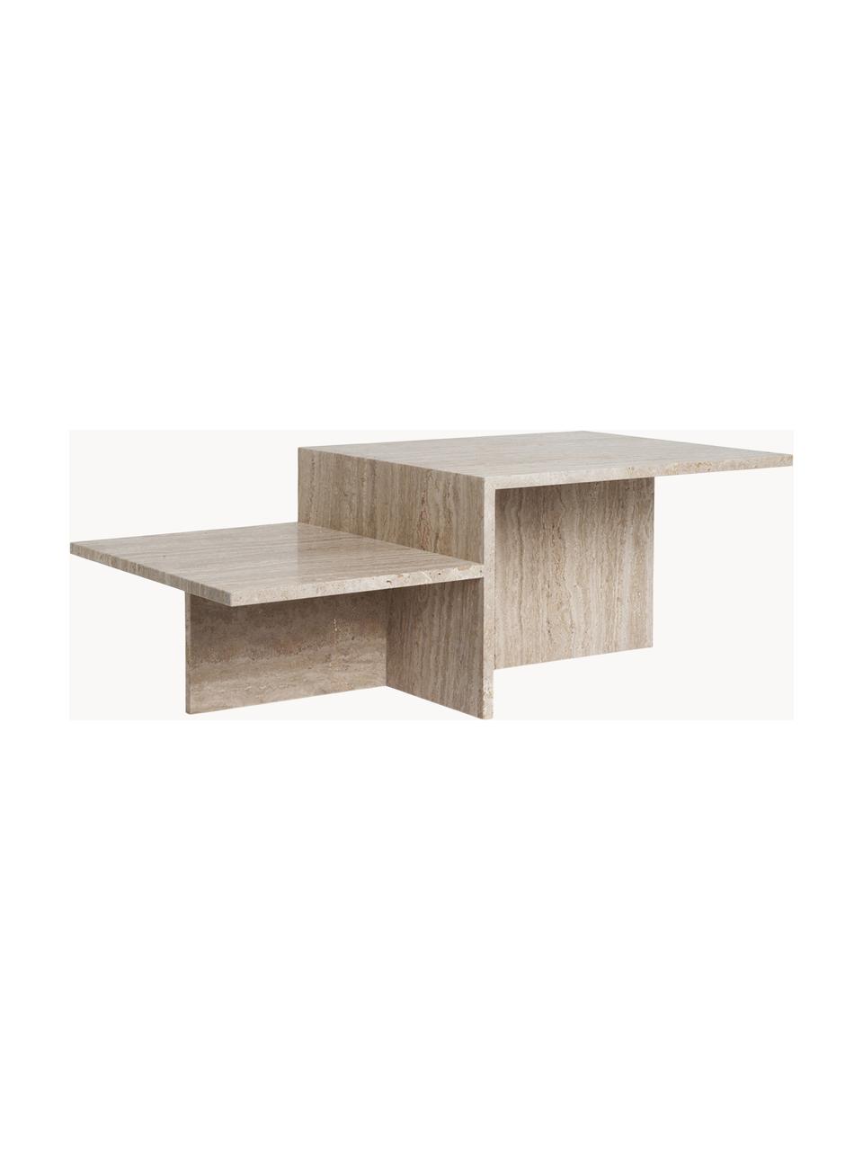 Table basse en travertin Distinct, Travertin, Travertin beige, larg. 100 x prof. 55 cm