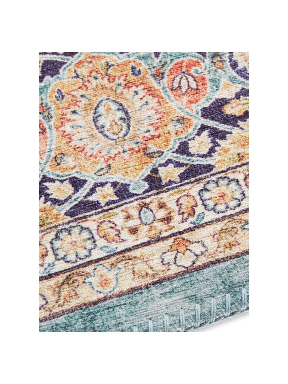 Tappeto Keshan Mashad, 100% poliestere, Turchese, multicolore, Larg. 80 x Lung. 150 cm (taglia XS)