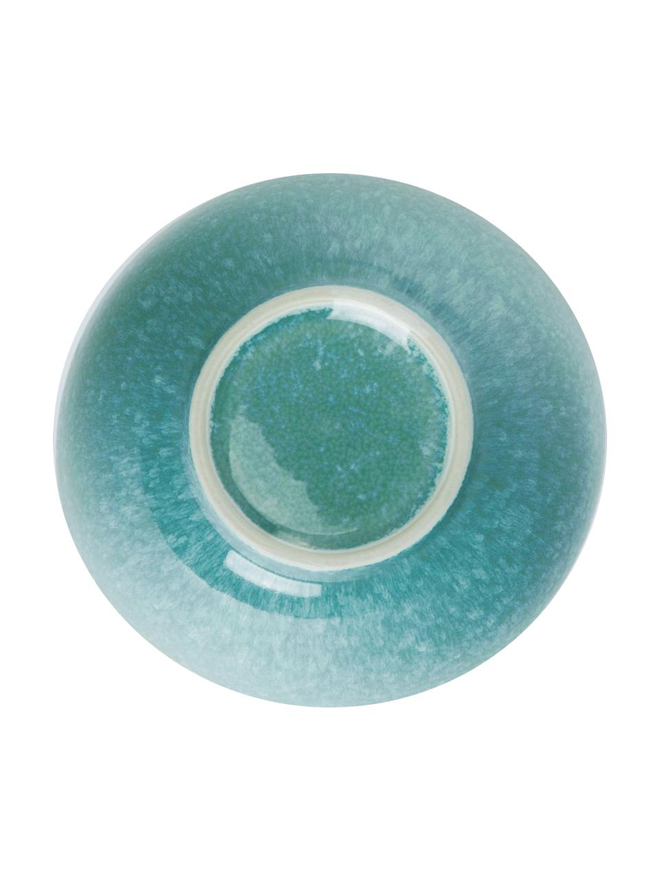 Bol à muesli artisanal grès turquoise avec émail Anthia, 2 pièces, Grès cérame, Turquoise, Ø 15 x haut. 8 cm