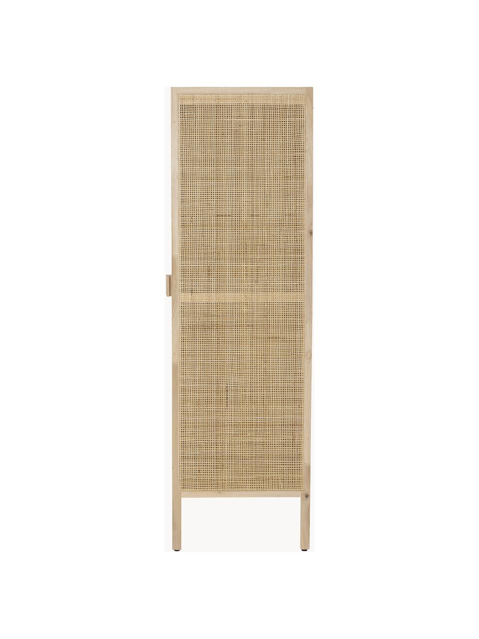 Kleiner Kleiderschrank Marrika, Korpus: Gmelina-Holz, Front: Rattan, Gmelina-Holz, B 85 x H 150 cm