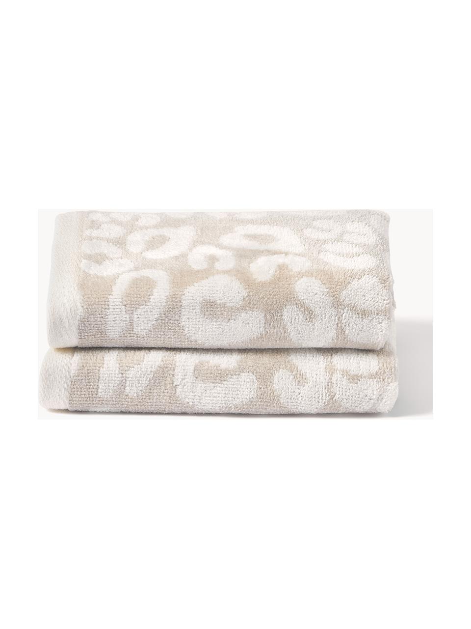 Handdoek Leo in verschillende formaten, Beige, gebroken wit, Gastendoekje, B 30 x L 50 cm, 2 stuks