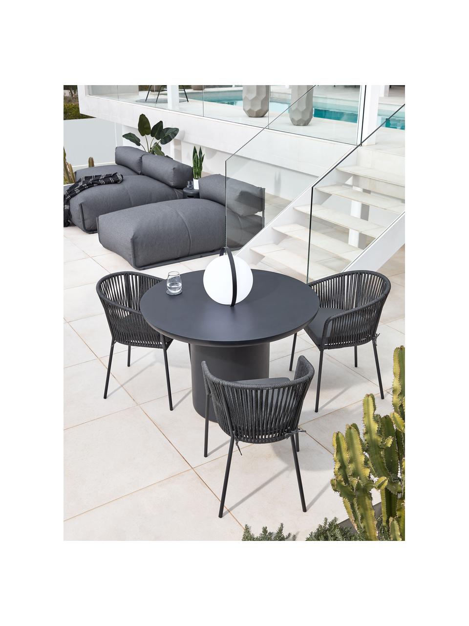 Chaise de jardin Yanet, Noir, tissu gris foncé, larg. 56 x prof. 56 cm