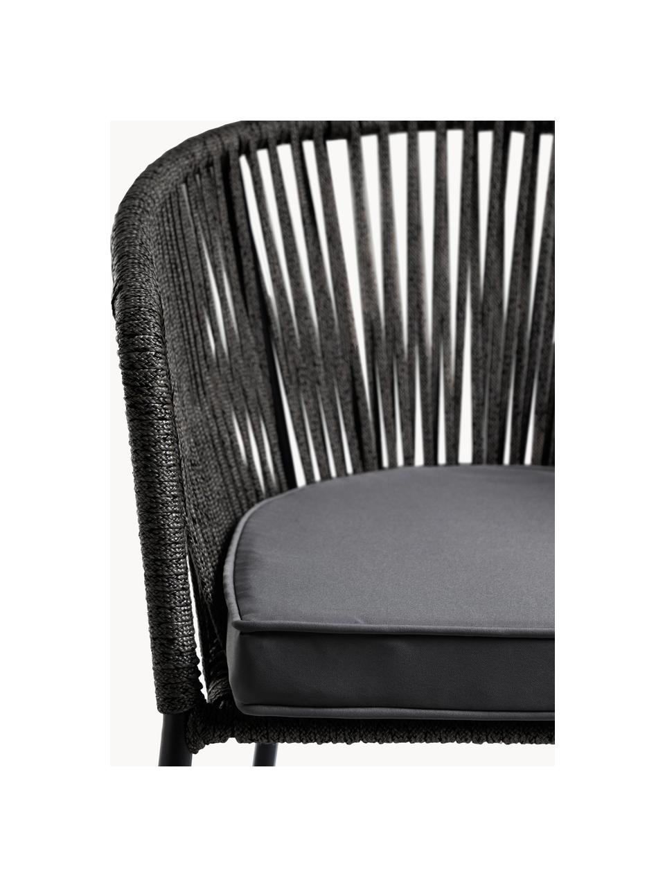 Krzesło ogrodowe Yanet, Stelaż: metal ocynkowany, Tapicerka: 100% poliester, Czarny, ciemnoszara tkanina, S 56 x G 55 cm