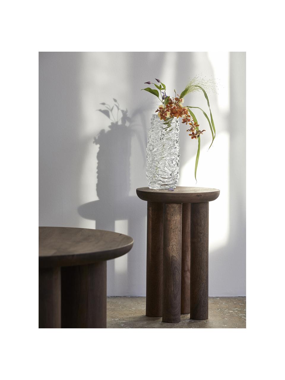 Hohe Glas-Vase Maio mit strukturierter Oberfläche, Glas, Transparent, Ø 12 x H 28 cm